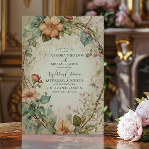Invitación Los tonos de tierra silenciaron a un Boda floral p