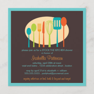 Invitación Los utensilios de cocina pesan en la ducha de la n