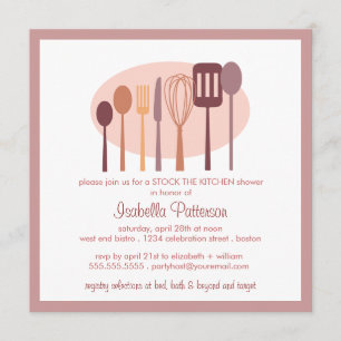 Invitación Los utensilios de cocina pesan en la ducha de la n