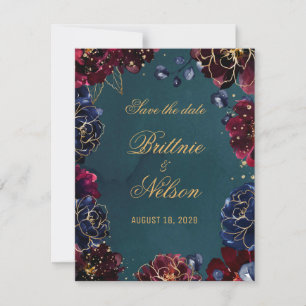 Invitación Los verde azulados burdeos Sapphire Jewel Tones Sa