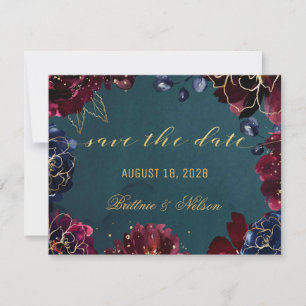 Invitación Los verde azulados burdeos Sapphire Jewel Tones Sa