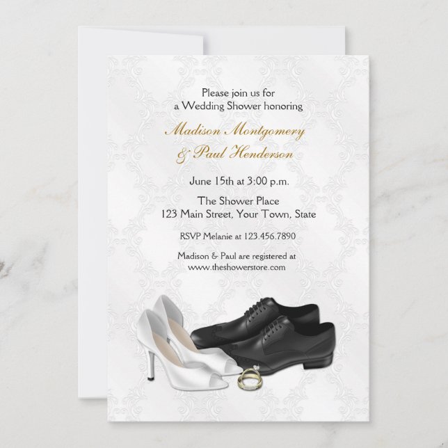 Invitación Los zapatos de la boda, juntan la ducha nupcial (Anverso)