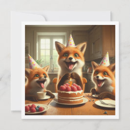 Invitación Los zorros comen pastel, los zorros invitan al cum