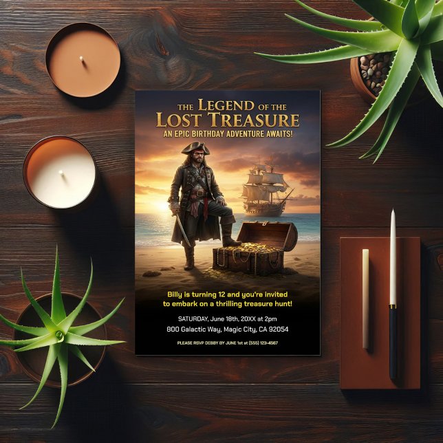 Invitación Lost  Pirate Treasure Birthday Party (Subido por el creador)