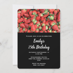 Invitación Lote de Fresas Jugosas Rojas Cumpleaños