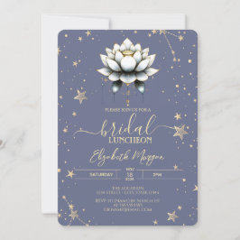 Invitación Loto Blanco Estrellas Celestiales Pastel Lavanda N