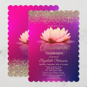 Invitación Loto Confeti de Diamante Ombre Dorado
