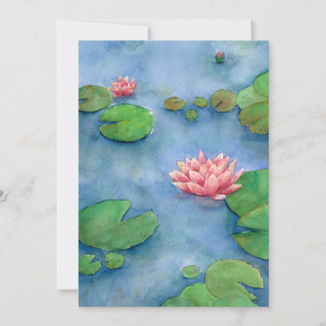 Invitación Lotus flower watercolor (Anverso)