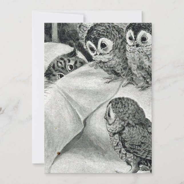 Invitación Louis Wain Cat Nightmare Owl Bird (Anverso)