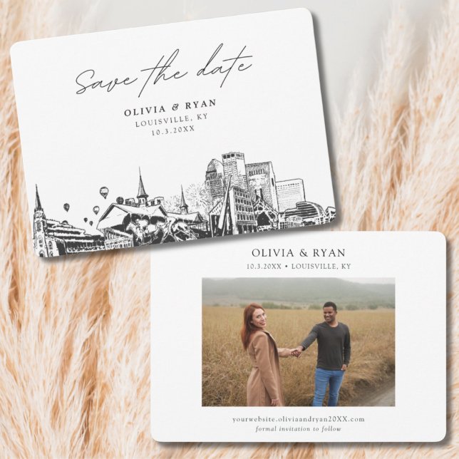 Invitación Louisville Boda Modern Save the Date (Louisville wedding save the date)