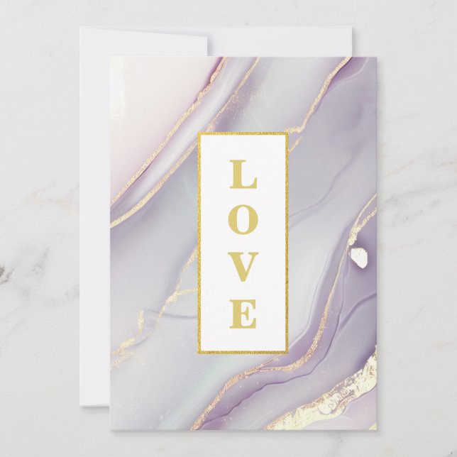 Invitación *~ LOVE Agate AR66 RSVP QR Lavender Boda de oro (Anverso)