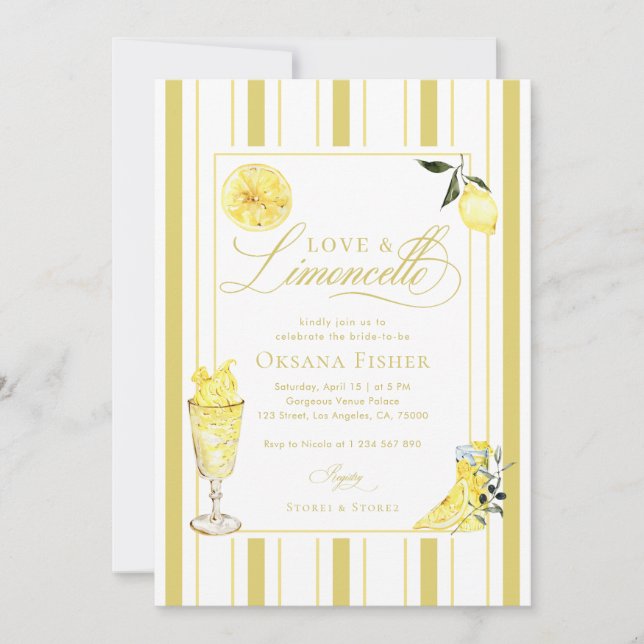 Invitación Love and Limoncello Italian Lemon Bridal Shower (Anverso)