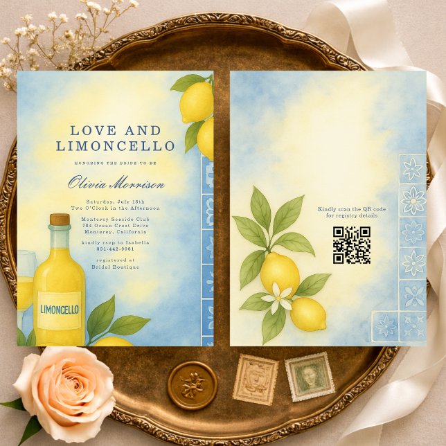 Invitación Love and Limoncello Italian QR Code Bridal Shower (Subido por el creador)