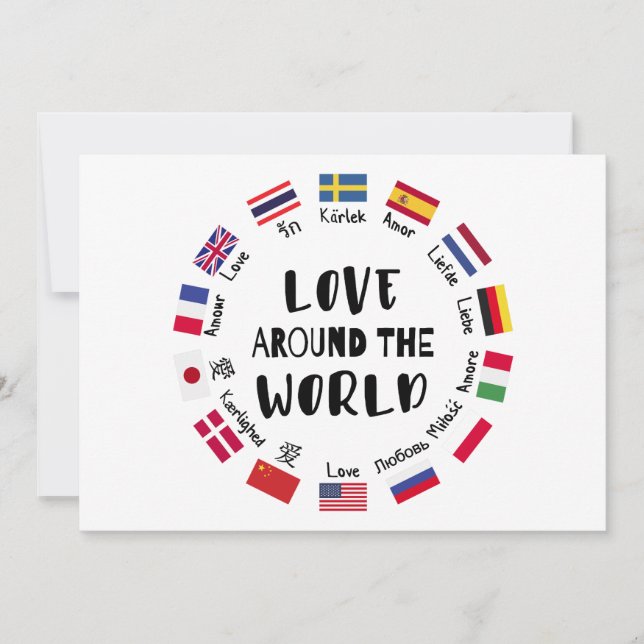 Invitación Love Around the World Languages  (Anverso)