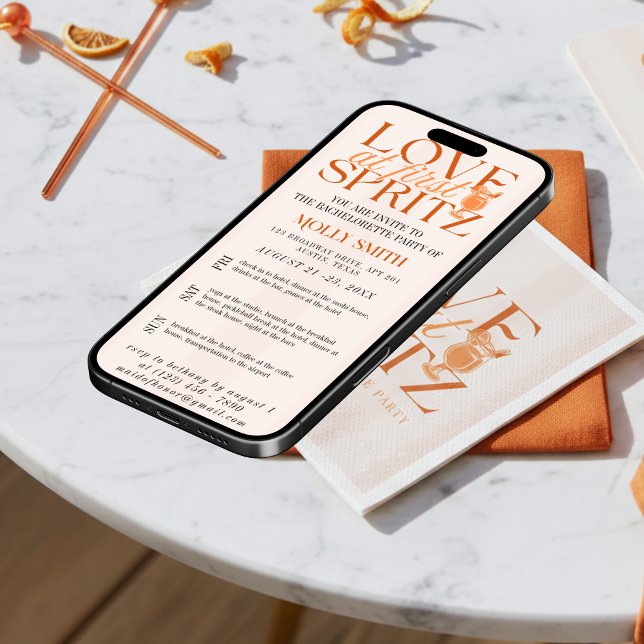 Invitación Love at First Spritz Bachelorette Itinerary  (Love at First Spritz Bachelorette Itinerary Invitation)
