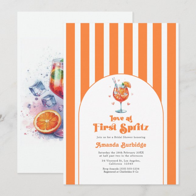 Invitación Love at First Spritz Bridal Shower (Anverso / Reverso)