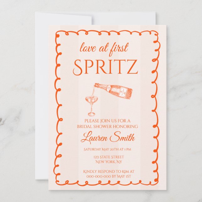 Invitación Love at First Spritz Bridal Shower Invitation (Anverso)