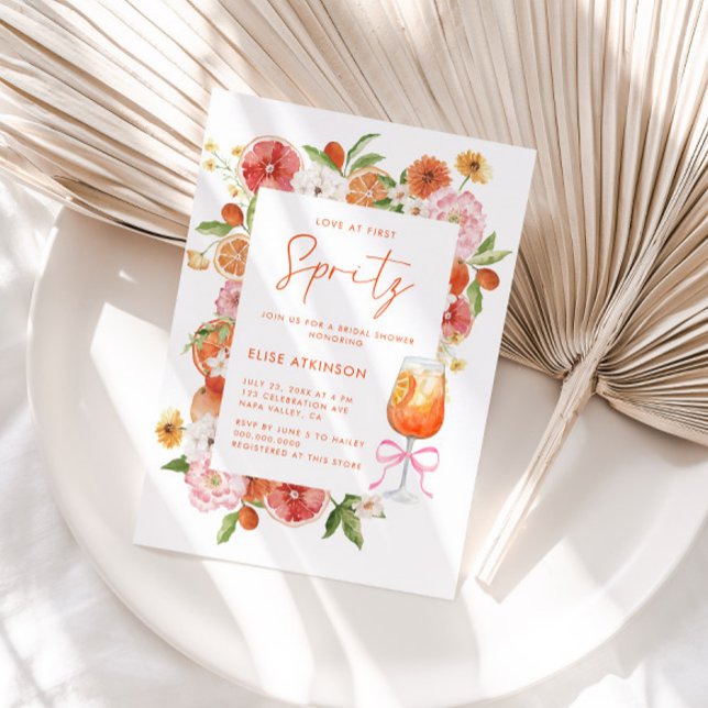 Invitación Love At First Spritz Floral Bridal Shower (Subido por el creador)