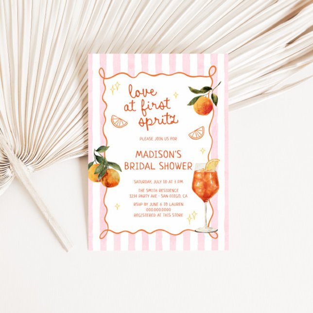 Invitación Love At First Spritz Hand Drawn Bridal Shower (Subido por el creador)