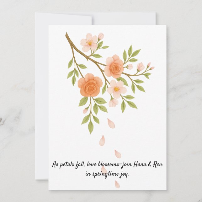 Invitación Love blossoms like spring petals. (Anverso)