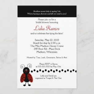 Invitación Love Bug Ladybug 5x7 Bridal Shower Invite
