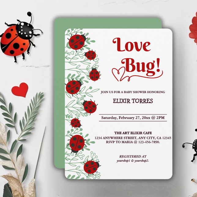 Invitación Love Bug Minimalista Baby Shower (Subido por el creador)