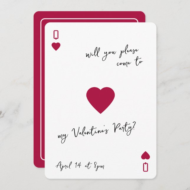 Invitación Love Club Ace Of Hearts Card Valentines Invitation (Anverso / Reverso)