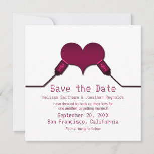Invitación Love Connection USB Save the Date Invite, Fuchsia