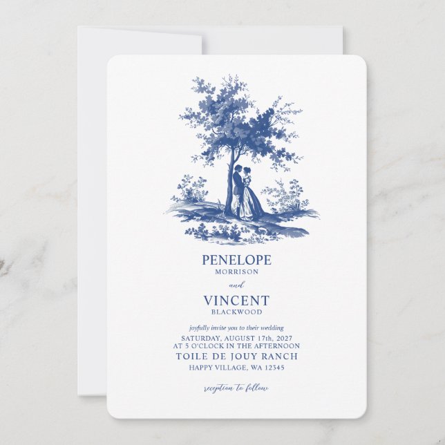 Invitación Love Couple Toile de Jouy (Anverso)