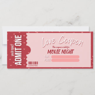 Invitación Love Coupon Valentine's Day Card