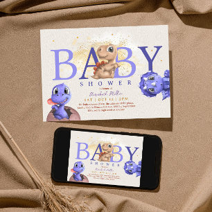Invitación Love Dino Simple Funny Dragon Baby Shower