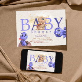 Invitación Love Dino Simple Funny Dragon Baby Shower