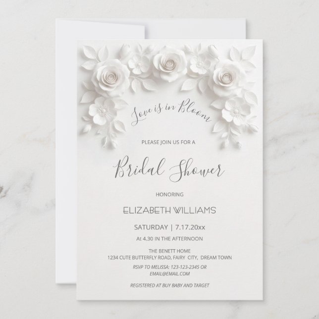 Invitación Love está en flor | Rosas Flores 3D (Anverso)