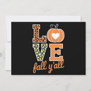 Invitación Love Fall Y'All Leopard Print Fall Acción de Graci