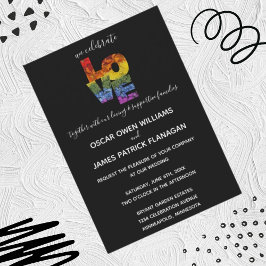 Invitación LOVE Flowers Colección Boda del mismo sexo Ebony I