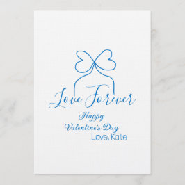 Invitación Love Forever blue bow happy Valentine's day name d