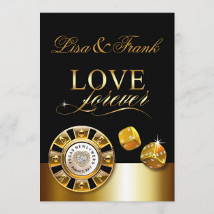 Invitación Love Forever Las Vegas Boda   negro dorado