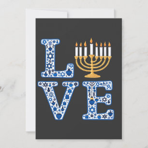 Invitación Love Hanukkah Jewish Holiday Menorah