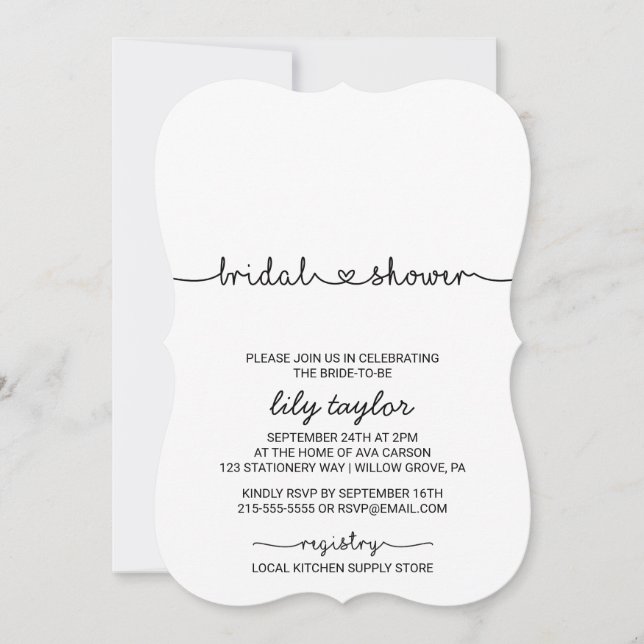 Invitación Love Hearts Bridal Shower (Anverso)