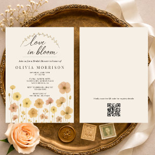 Invitación Love In Bloom Boho Código QR Despedida de Soltera 