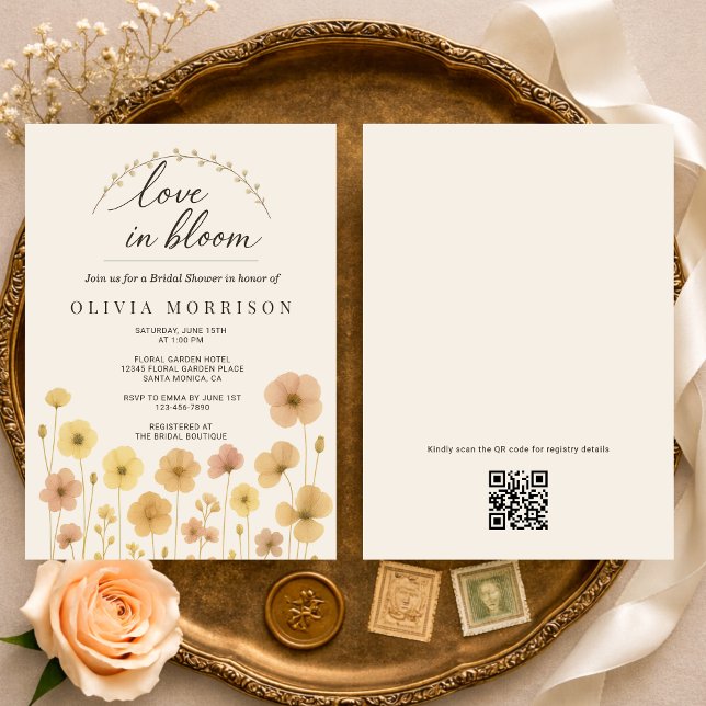 Invitación Love In Bloom Boho QR Code Bridal Shower  (Subido por el creador)