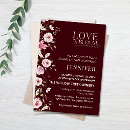 Invitación Love in Bloom Burgundy Floral Bridal Shower 