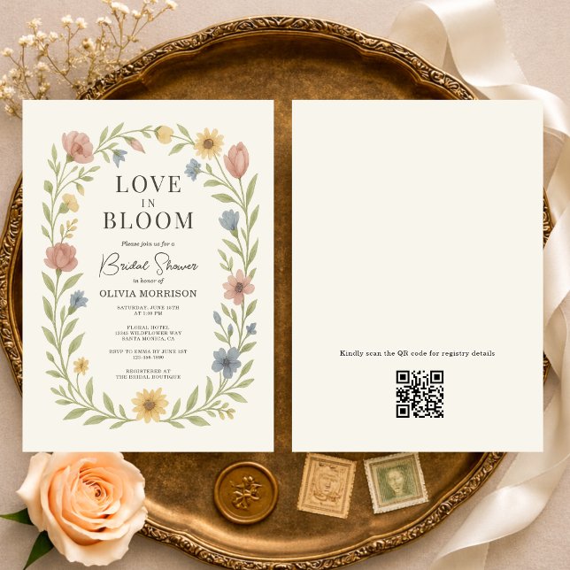 Invitación Love In Bloom Floral QR Code Bridal Shower (Subido por el creador)