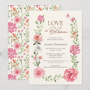 Invitación LOVE in Bloom Flower Garden temática Bridal Shower