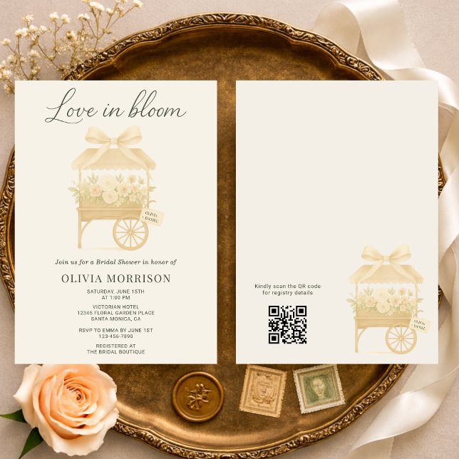 Invitación Love in Bloom Flower Market QR Code Bridal Shower (Subido por el creador)