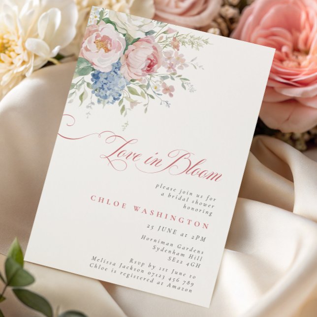 Invitación Love in Bloom Pastel Pink & Blue Bridal Shower (Subido por el creador)