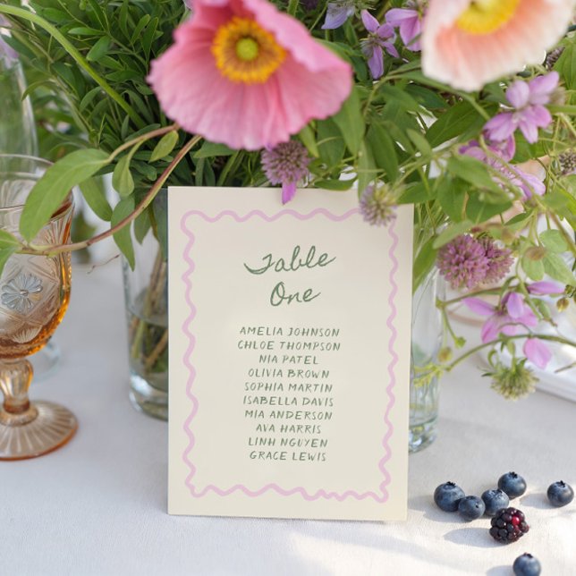 Invitación Love in Bloom Whimsical Handwritten Table One Card (Subido por el creador)