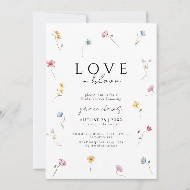 Invitación love in bloom Wildflower bridal shower Invitation (Anverso)