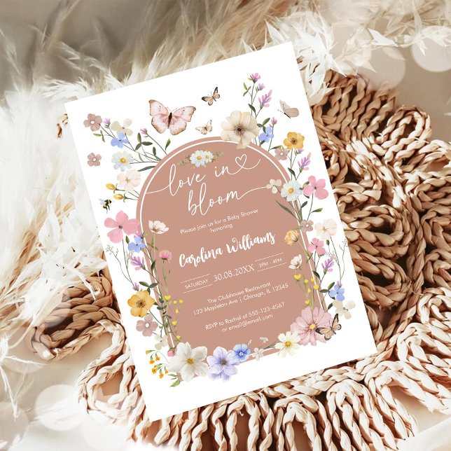 Invitación Love In Bloom Wildflower Butterfly Baby Shower (Subido por el creador)