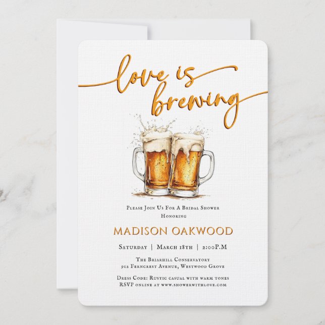 Invitación Love Is Brewing Beer Bridal Shower Invitation (Anverso)